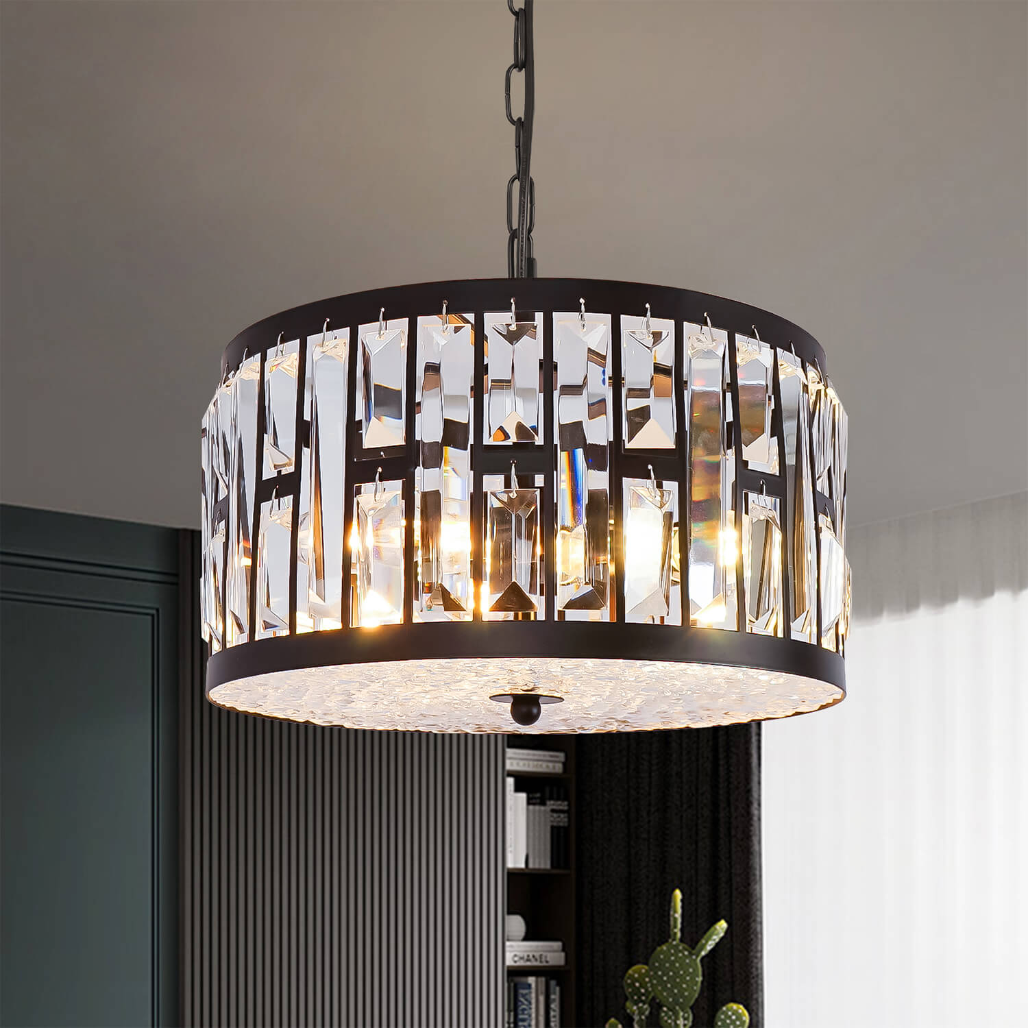Crystal Chandelier - Luxury Lighting with Dazzling Crystal Accents & Iron Frame, Creates Timeless Ambiance for Living Room, Dining Room & Entryway