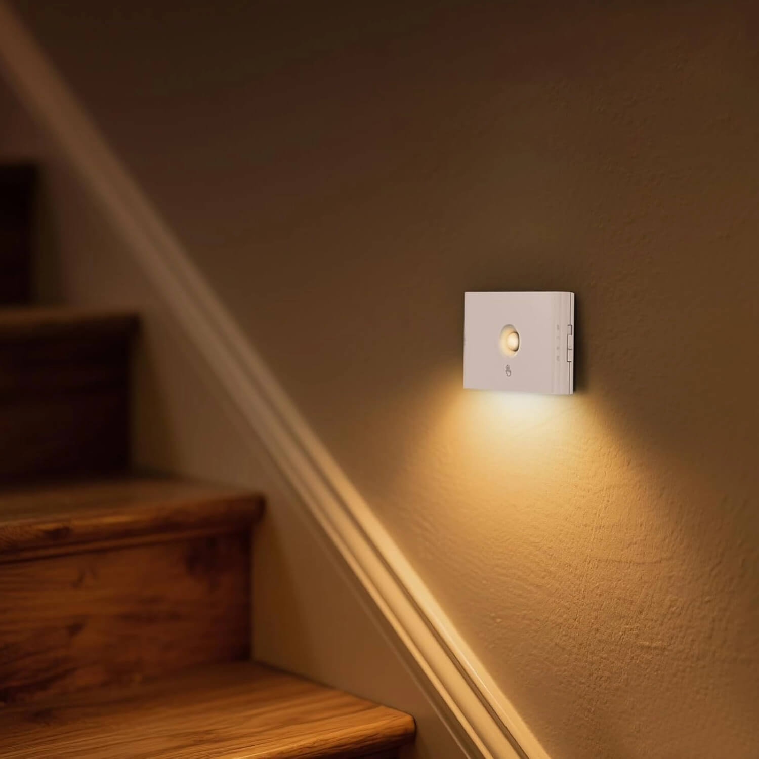 Staircase Motion Sensor LED Night Light: Auto On/Off, Warm White Lighting – Wireless Stick-on for Safe Nighttime Stair Navigation (Rechargeable)