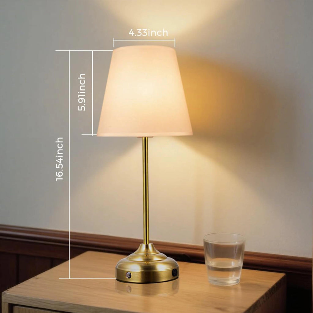 Vintage Brass Table Lamp Dimensions: 16.54-inch Height (4.33"x5.91" Shade), Warm Ambient Light – Compact Bedside Lighting for Bedroom, Small Nightstand