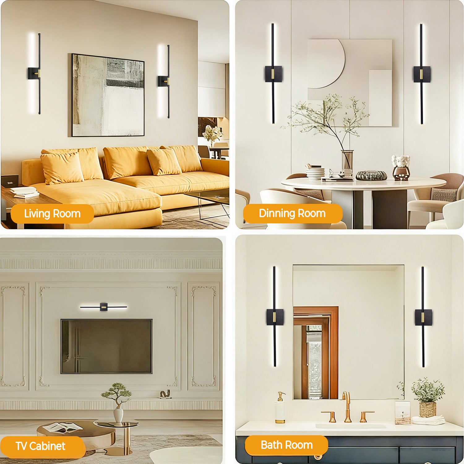 Rechargeable Wall Sconce 10000mAh Battery Operated – Motion Sensor LED Wall Light Black & Gold by Coolilumi