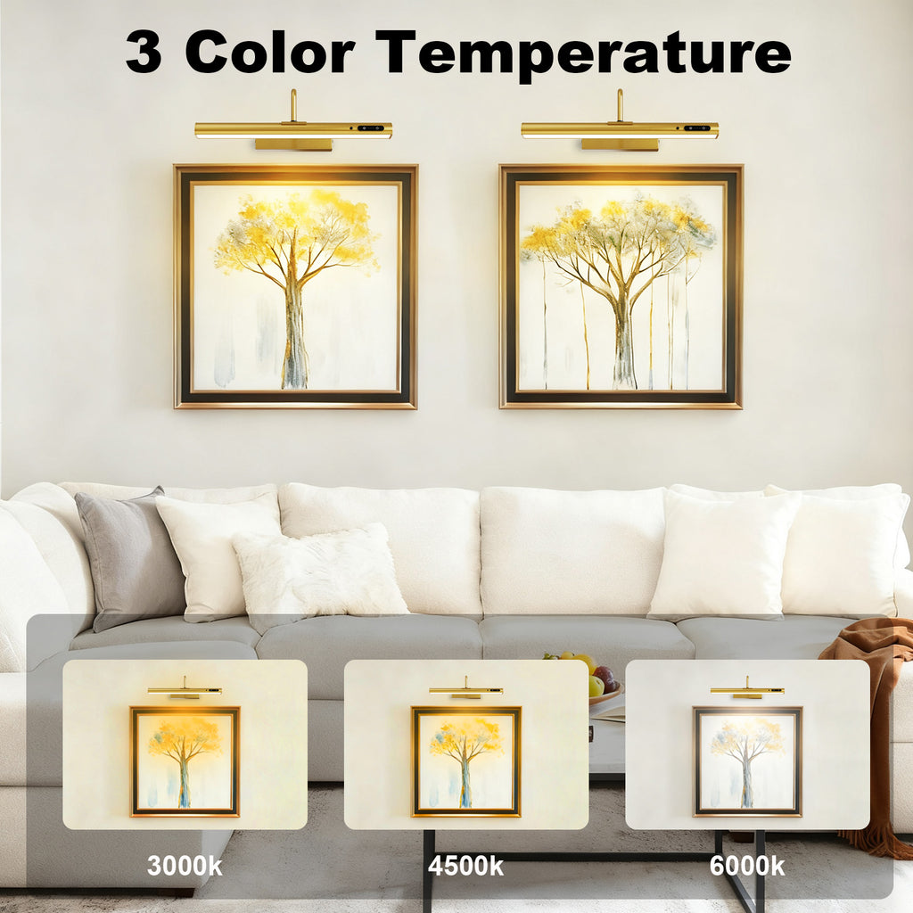 Rechargeable Picture Light Gold – Digital Display for Art, Photos & Mirrors by Coolilumi