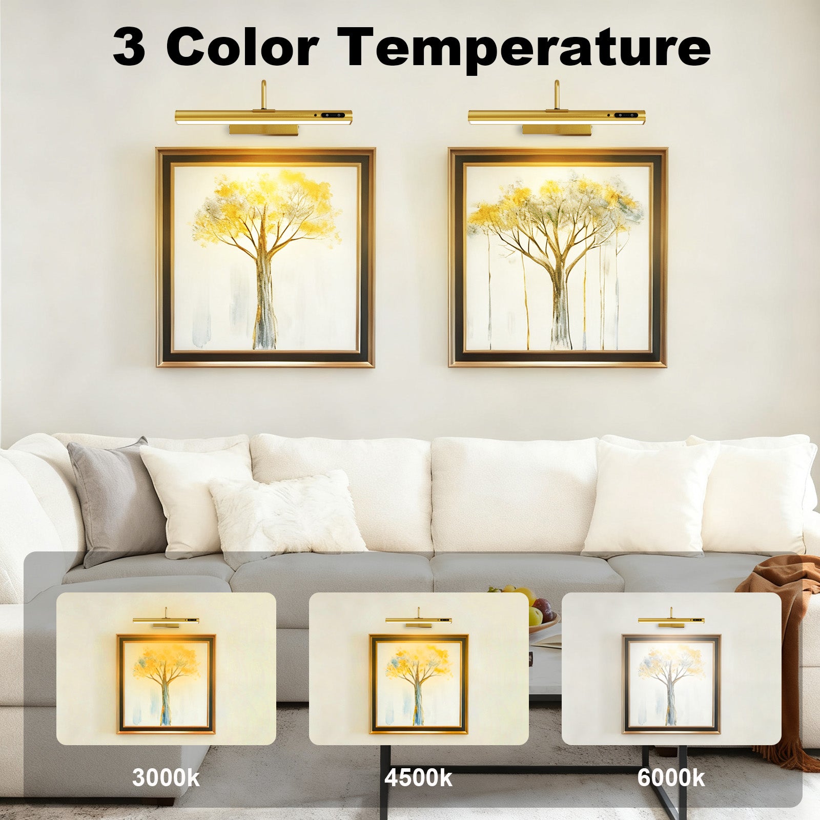Rechargeable Picture Light Gold – Digital Display for Art, Photos & Mirrors by Coolilumi