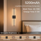5200mAh Rechargeable Dimmable LED Wall Lamp: 24-72H Work Time, 3 Color Modes (Warm/Natural/Cool White) – Wireless Bedside Lighting for Bedroom, Minimalist Decor