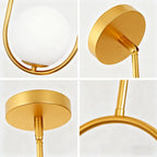 Gold Pendant Light Single – Opal Glass for Entryway, Bedroom or Kitchen Bar by Coolilumi
