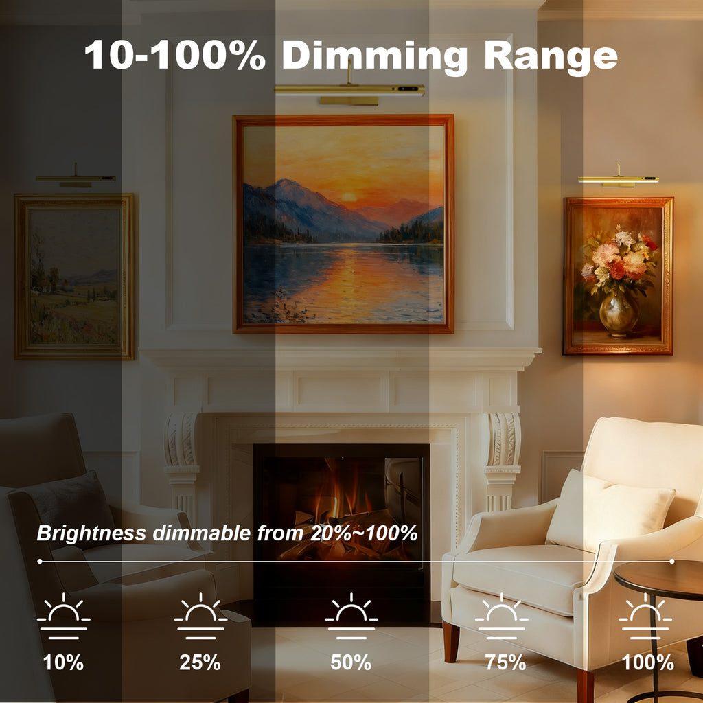 Rechargeable Picture Light Gold – Digital Display for Art, Photos & Mirrors by Coolilumi