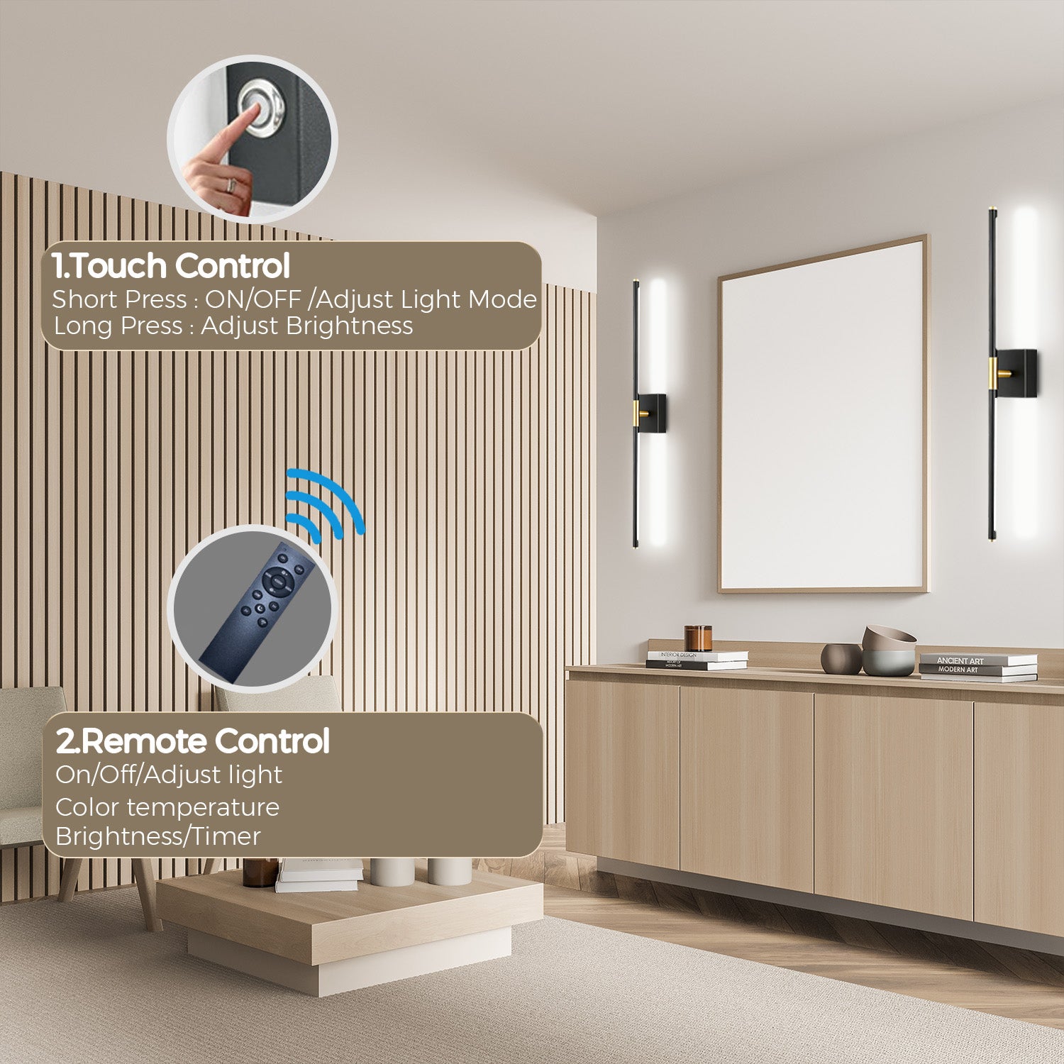 Rechargeable Wall Sconce 10000mAh Battery Operated – Motion Sensor LED Wall Light Black & Gold by Coolilumi