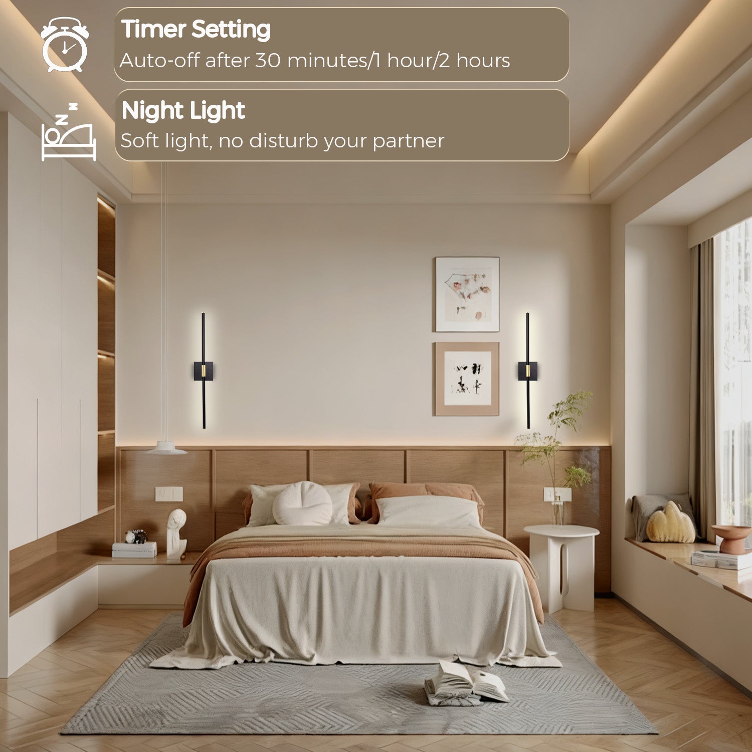 Rechargeable Wall Sconce 10000mAh Battery Operated – Motion Sensor LED Wall Light Black & Gold by Coolilumi