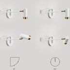 White Gold Adjustable LED Wall Sconce: 90° Tilt & 350° Rotation, Multi-Angle Task Lighting – Modern Minimalist Decor for Bedroom, Office Desk
