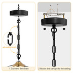 Birdcage Lamp: Adjustable Chain Installation Steps - Connect Chain & Mount Canopy to Ceiling