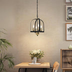 Birdcage Lamp - Black & Gold Vintage Pendant Light, Warm Glow for Dining Table