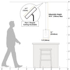 Coolilumi Small Square Lamp Size Comparison: Adjustable Height up to 100cm (39.4"), Fits Flat/Sloped Ceilings, 30.48cm Height with Human Silhouette Scale
