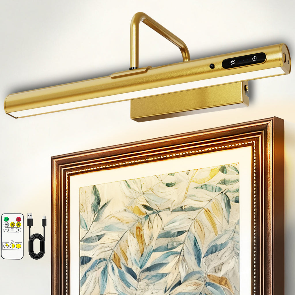 Rechargeable Picture Light Gold – Digital Display for Art, Photos & Mirrors by Coolilumi