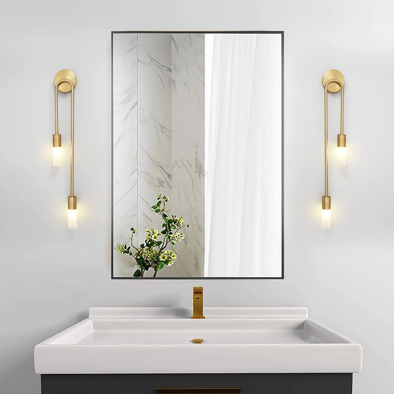 Twin Candle Wall Lamp Pair - Brass Vintage Sconces for Bathroom Vanity, Warm Illumination
