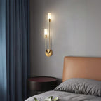 Twin Candle Wall Lamp - Brass Minimalist Sconce for Bedroom Bedside, Warm Reading Light