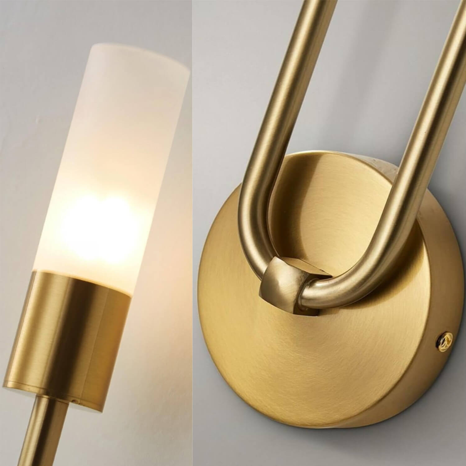 Twin Candle Wall Lamp Detail: Frosted Glass Shade & Polished Brass Bracket for Warm Glow