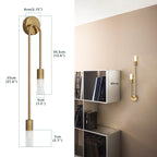 Twin Candle Wall Lamp: 55cm Height, Brass Finish - Installed by Bookshelf for Compact Living Spaces