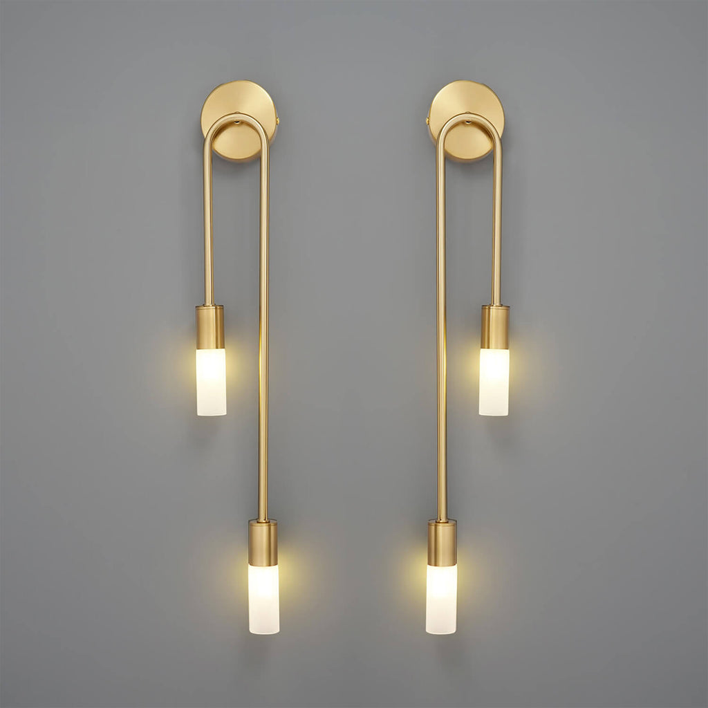 Twin Candle Wall Lamp Pair - Vintage Brass Double Light Sconces, Warm Illumination