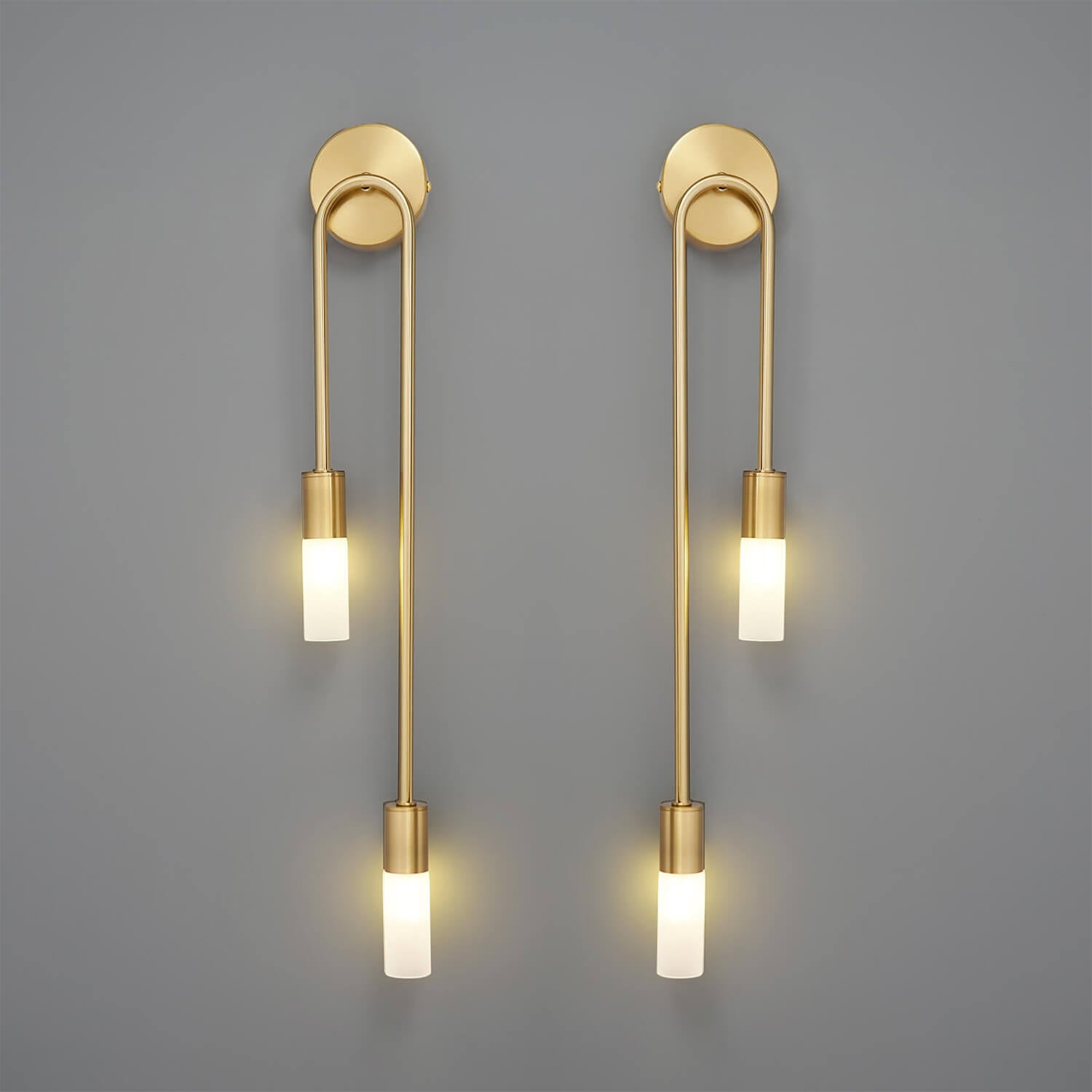 Twin Candle Wall Lamp Pair - Vintage Brass Double Light Sconces, Warm Illumination