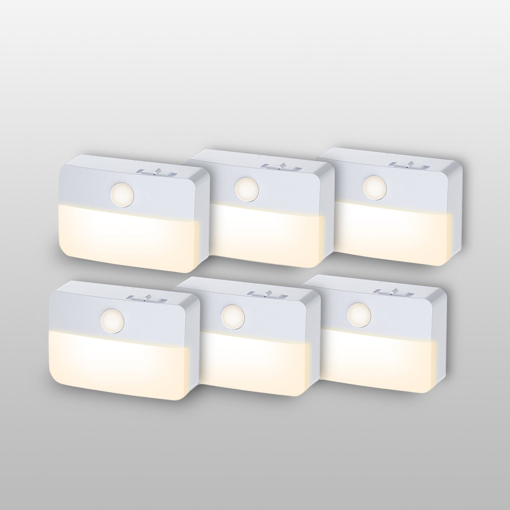 Battery Operated Wireless Stick-on LED Night Lights for Indoor – 6 Pack