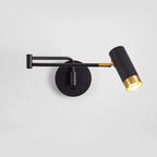 Black Gold Adjustable LED Wall Sconce: Rotatable Arm & Tiltable Head, Matte Metal Finish – Modern Industrial Task Lighting for Bedroom, Office