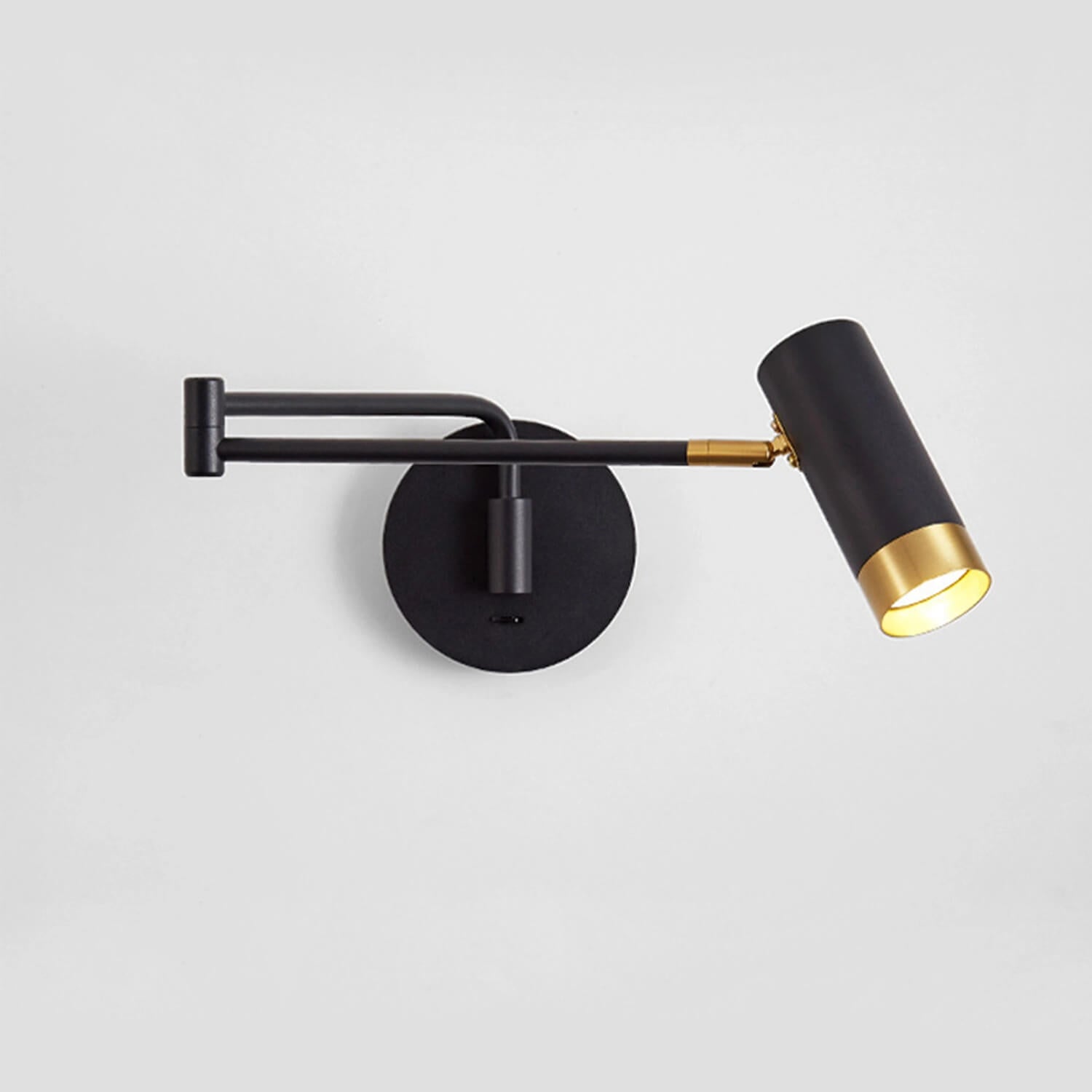Black Gold Adjustable LED Wall Sconce: Rotatable Arm & Tiltable Head, Matte Metal Finish – Modern Industrial Task Lighting for Bedroom, Office