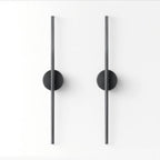 2 Pack Black Circular Base LED Wall Lamps: Slim Minimalist Design, Matte Black Metal – Modern Indoor Lighting for Living Room, Bedroom, Hallway