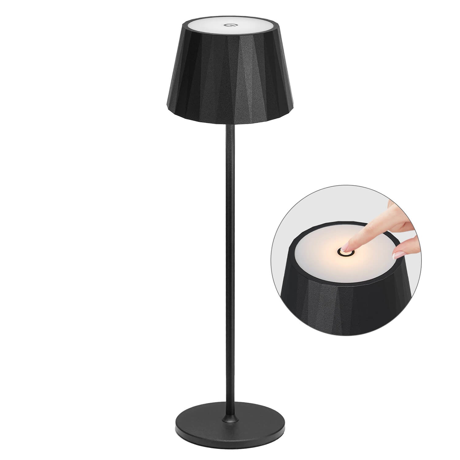 Black Portable Floor Lamp with Touch Stepless Dimming - Textured Shade Design, Easy-Touch Control for Bedroom, Living Room & Office Lighting