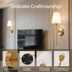 Bronze Wall Lamps with Delicate Craftsmanship - Touch Control, Firm Base & Texture Linen Shade, Electroplating Finish for Longer Lifespan