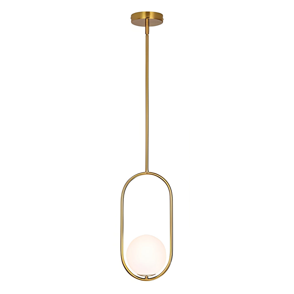Gold Pendant Light Single – Opal Glass for Entryway, Bedroom or Kitchen Bar by Coolilumi