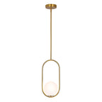 Gold Pendant Light Single – Opal Glass for Entryway, Bedroom or Kitchen Bar by Coolilumi