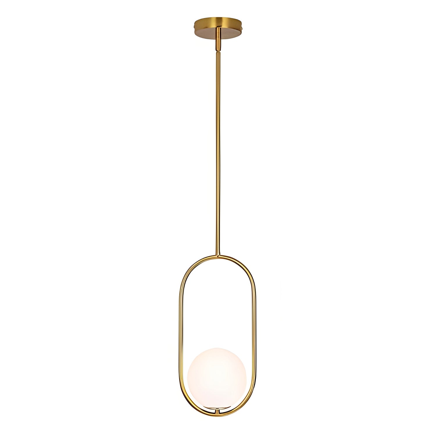 Gold Pendant Light Single – Opal Glass for Entryway, Bedroom or Kitchen Bar by Coolilumi