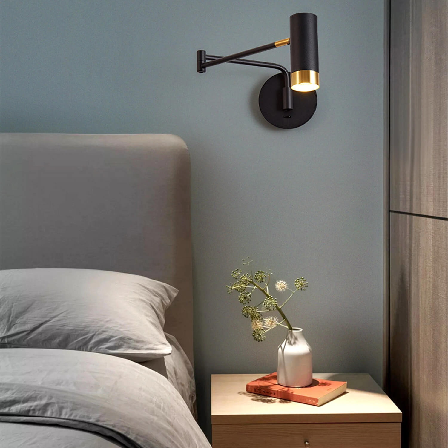 Coolilumi 3 Lighting Modes LED Desk & Wall Sconce: 90° Tilt, 350° Rotation, Stepless Dimming – White LED Task Lighting for Bedroom, Study Room, Kids' Space
