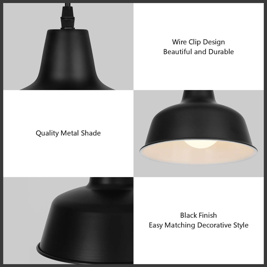 Coolilumi Pot Lid Lamp Detail Collection: Quality Metal Shade, Wire Clip Design & Black Finish | Modern Durable Pendant Lighting for Easy Decor Matching