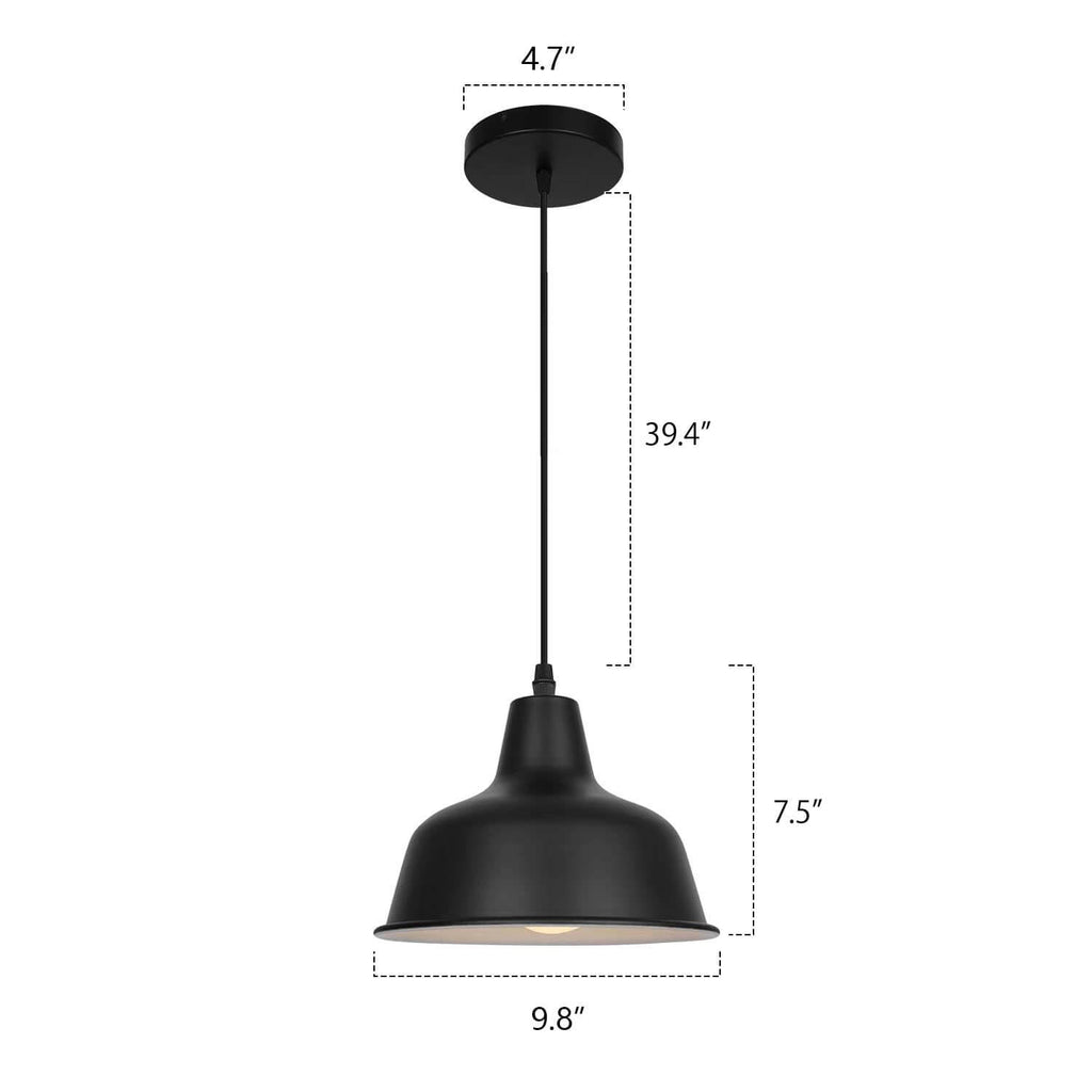 Black Coolilumi Pot Lid Pendant Lamp Dimensions: 4.7" Canopy, 39.4" Cord, 9.8" Shade Diameter | Modern Metal Hanging Light for Accurate Size Reference