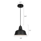 Black Coolilumi Pot Lid Pendant Lamp Dimensions: 4.7" Canopy, 39.4" Cord, 9.8" Shade Diameter | Modern Metal Hanging Light for Accurate Size Reference