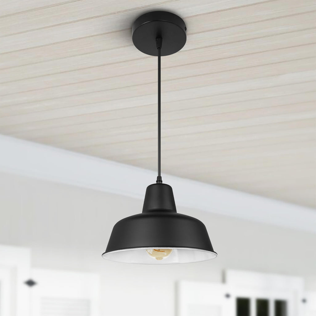 Black Coolilumi Pot Lid Pendant Lamp Hanging from Wooden Ceiling | Modern Glass Shade Design | Elegant Artistic Lighting for Living Room, Bedroom & Office