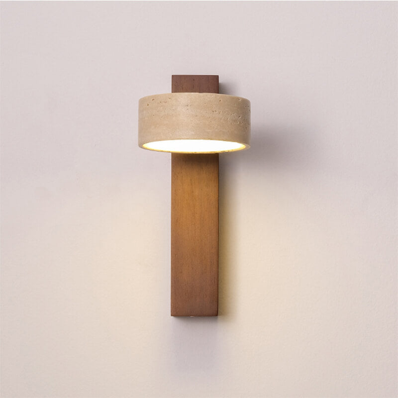 Coolilumi Travertine Wall Light - Rotatable Solid Wood Lamp