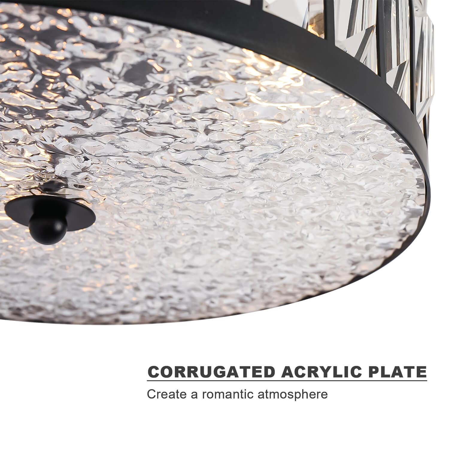 Crystal Chandelier with Corrugated Acrylic Plate - Textured Surface Creates Romantic Ambient Lighting, Perfect for Modern Luxury Home Decor
