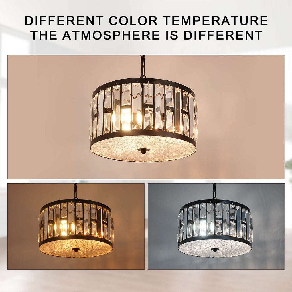 Crystal Chandelier with Different Color Temperatures - Warm White/Cool White Options Create Various Atmospheres for Living Room & Dining Room