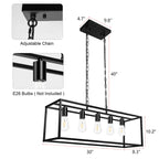 Five-Bulb Long Island Pendant Light - 30" Length with 40" Adjustable Chain, E26 Base (Bulbs Not Included), Perfect for Kitchen Island & Dining Room