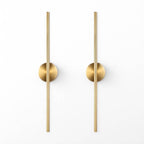 2 Pack Golden Circular Base LED Wall Lamps: Slim Minimalist Design, Brushed Gold Metal – Modern Luxury Indoor Lighting for Living Room, Bedroom, Hotel