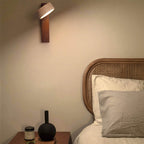 Natural Stone & Wood Rotatable LED Wall Sconce (4 Styles): 180° Adjustable Lamp Head, Minimalist Bathroom Vanity Light/Bedroom Reading Light – Moisture-Proof Ambient Lighting for Corridor