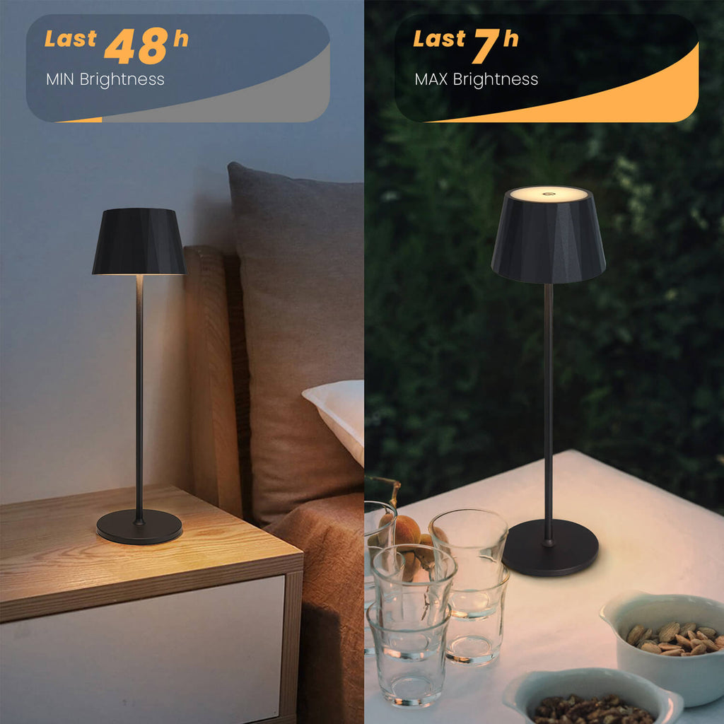 Portable Table Lamp with 48H Min Brightness & 7H Max Brightness - Rechargeable LED Lamp for Bedroom Nightstand & Outdoor Patio, Stepless Dimming Warm White Light