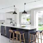 2-Pack Black Pulley Pot Lid Pendant Lights Above Kitchen Island | Vintage Industrial Hanging Lamps for Modern Farmhouse, Dining Room & Living Room