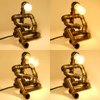 Collection of Bronze Robot Table Lamp with Multiple Bulb Shapes (Round/Globe)