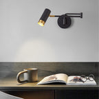 Adjustable LED Wall Sconce for Study Room: Task Lighting with Rotatable Arm & Tiltable Head – Black Gold Modern Design for Reading, Office Desk