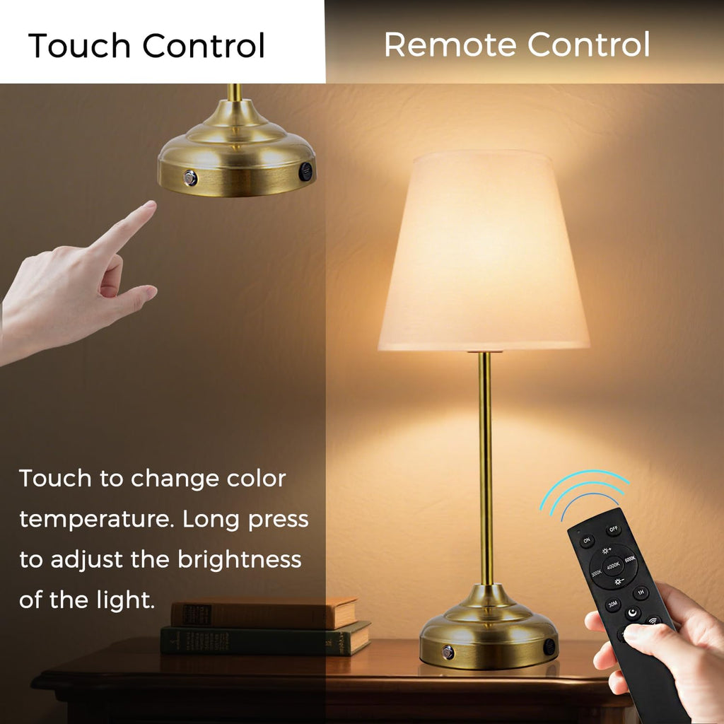 Vintage Brass Table Lamp with Touch & Remote Control: Dimmable Brightness (5%-100%) & Color Temperature Adjust – Warm/Neutral/Cool White for Bedroom, Living Room