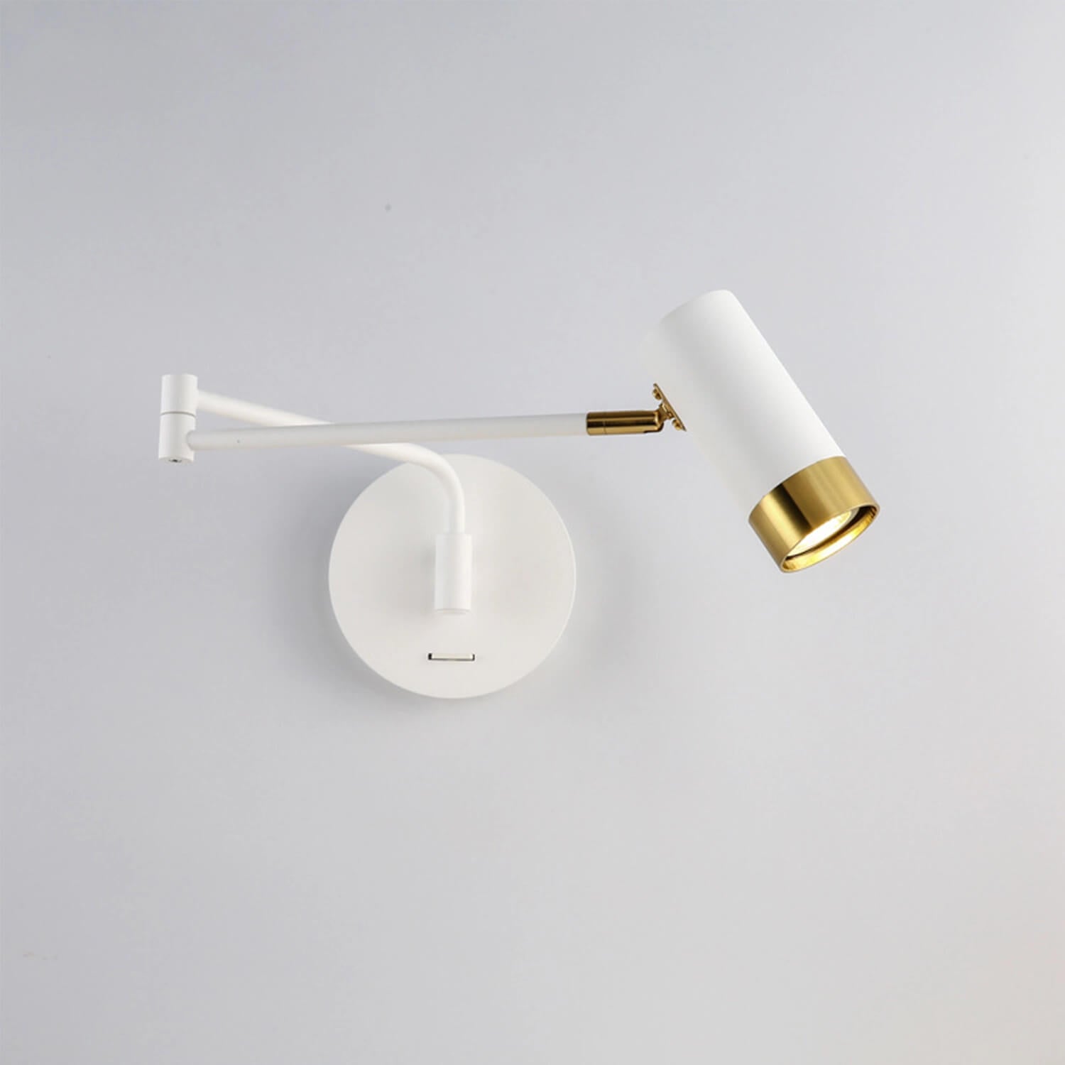 White Gold Adjustable LED Wall Sconce: Rotatable Arm & Tiltable Head, Matte Finish – Modern Minimalist Task Lighting for Bedroom, Office